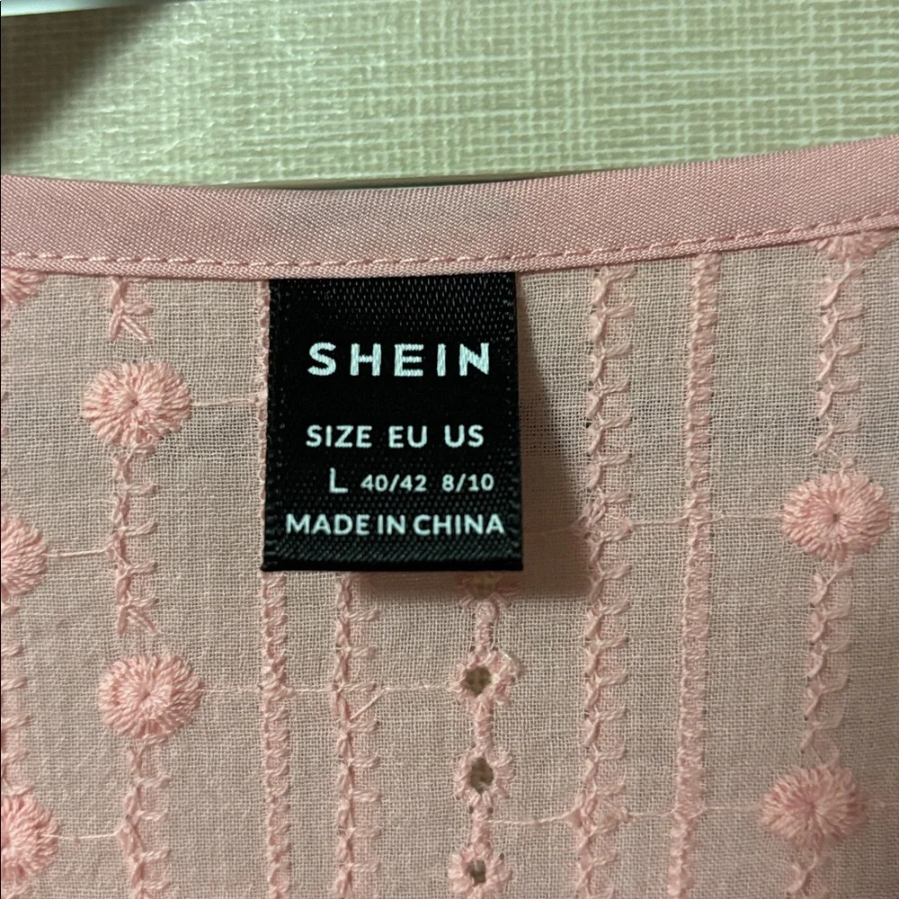 Shein size L Coral Lace Detail Blouse - Picture 3 of 4
